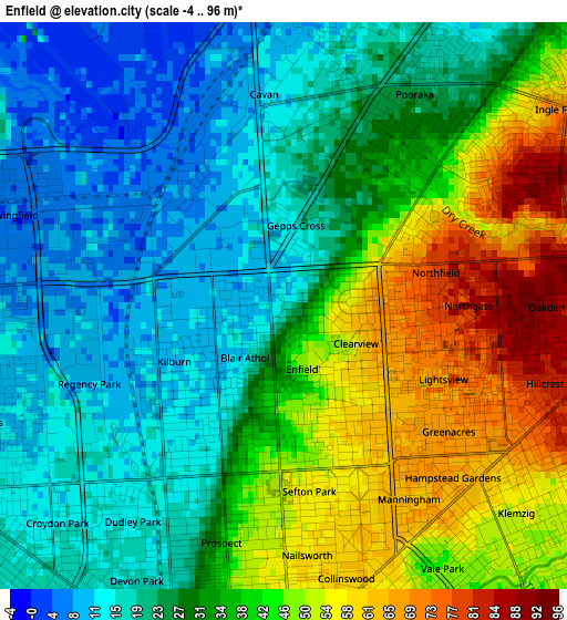 Enfield elevation map