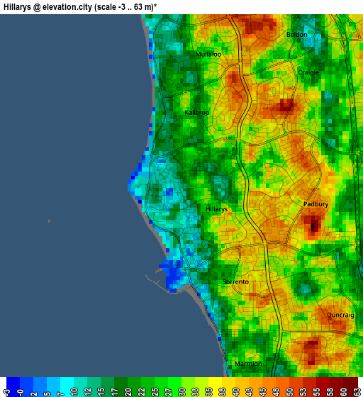 Hillarys elevation map