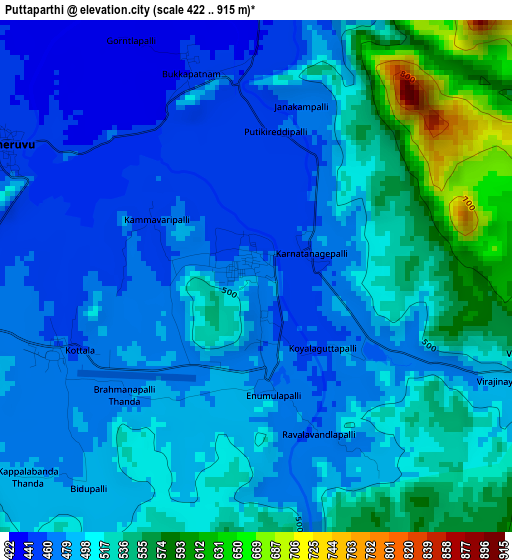 Puttaparthi elevation map