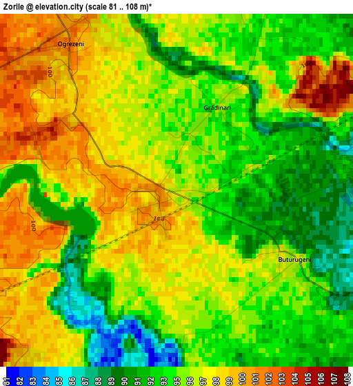 Zorile elevation map