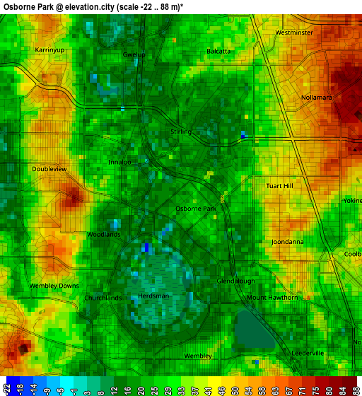 Osborne Park elevation map