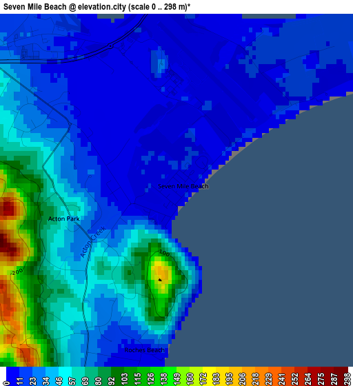 Seven Mile Beach elevation map