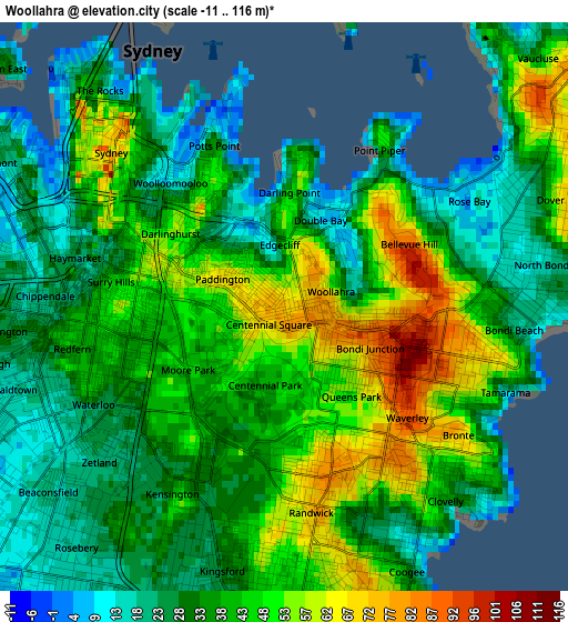 Woollahra elevation map