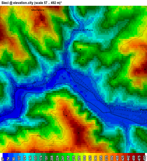 Sieci elevation map