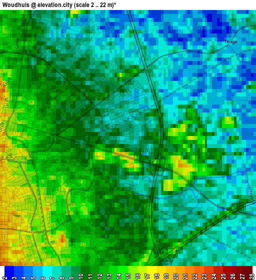 Woudhuis elevation map