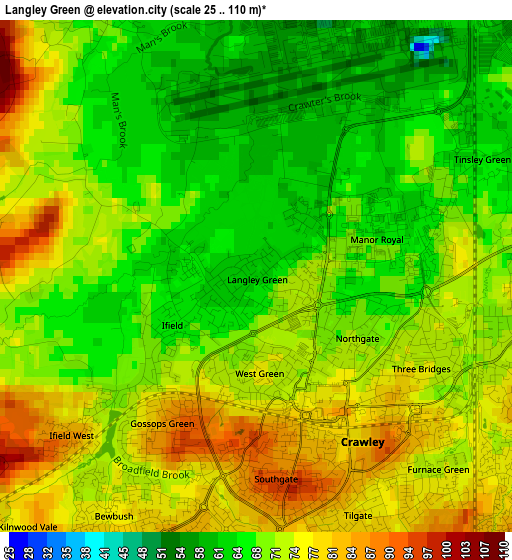 Langley Green elevation map