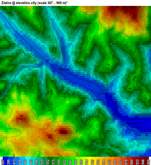 Zlatna elevation map