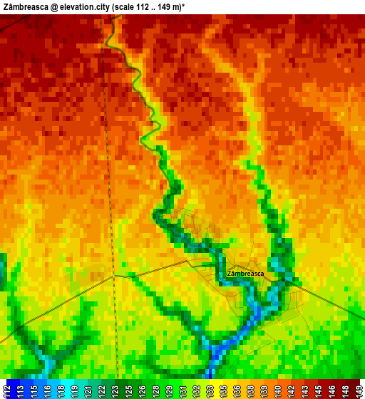 Zâmbreasca elevation map