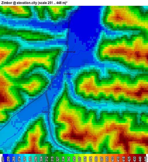 Zimbor elevation map