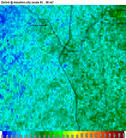 Zerind elevation map