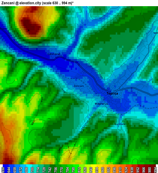 Zencani elevation map