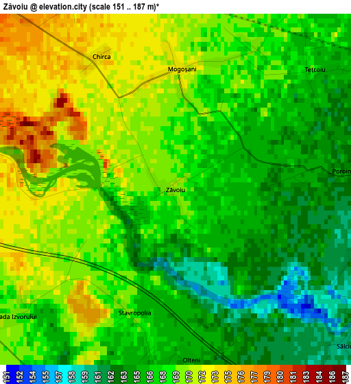 Zăvoiu elevation map