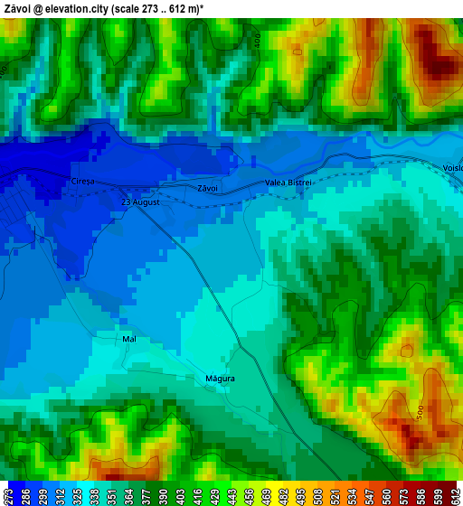 Zăvoi elevation map