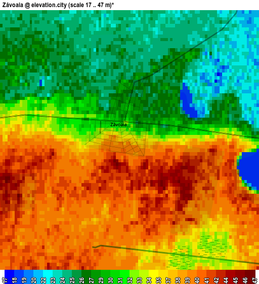 Zăvoaia elevation map