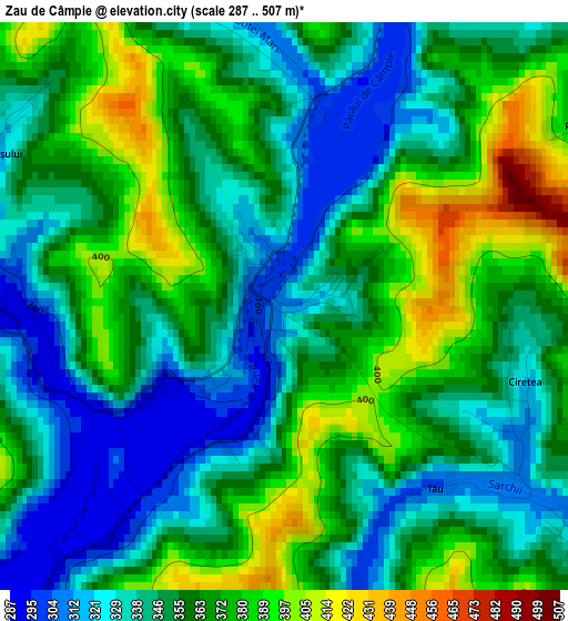 Zau de Câmpie elevation map