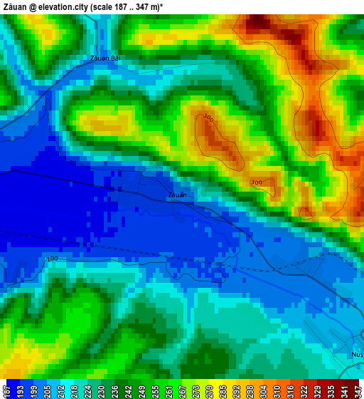 Zăuan elevation map