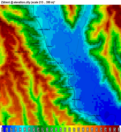 Zătreni elevation map