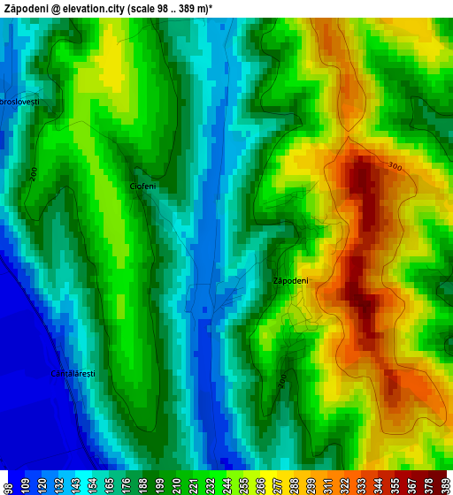 Zăpodeni elevation map