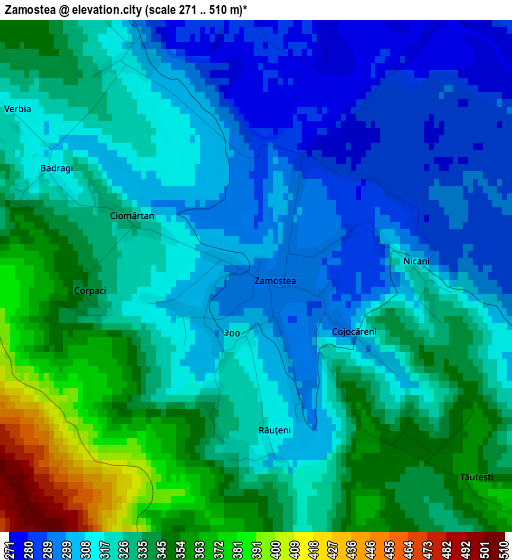 Zamostea elevation map