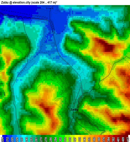 Zalău elevation map