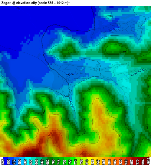 Zagon elevation map