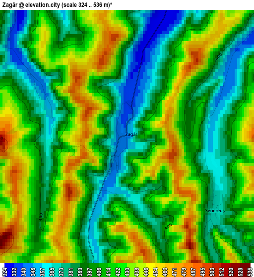 Zagăr elevation map