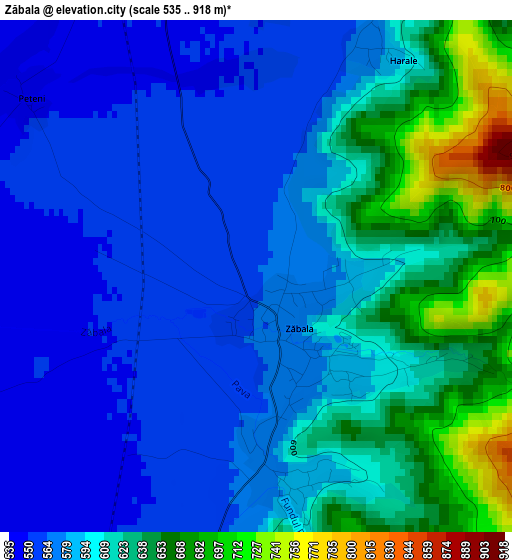 Zăbala elevation map