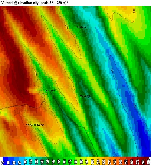 Vutcani elevation map