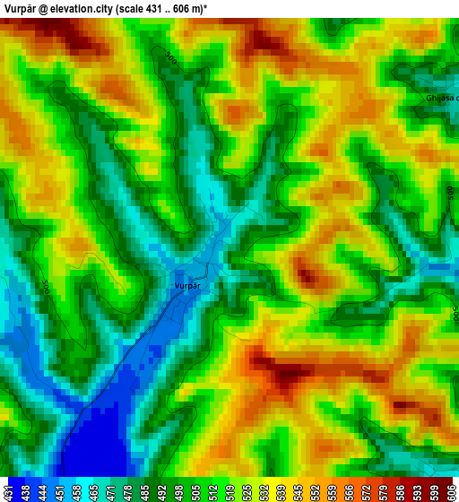 Vurpăr elevation map