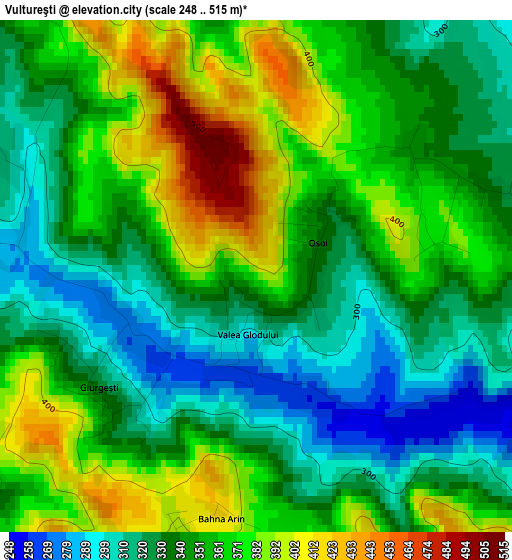 Vultureşti elevation map