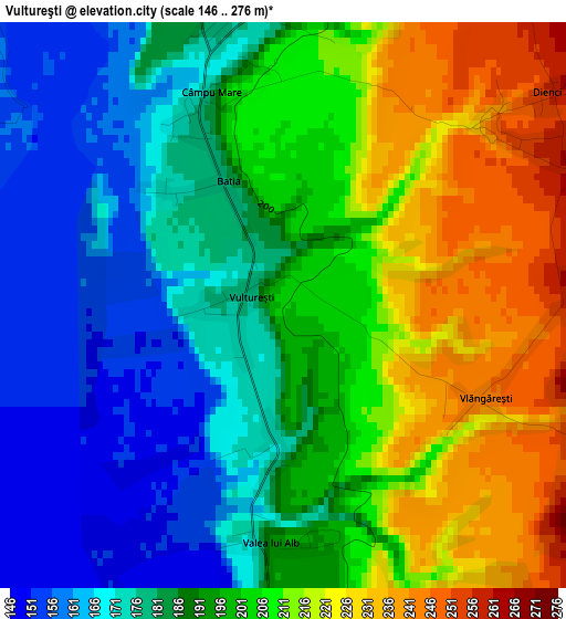 Vultureşti elevation map