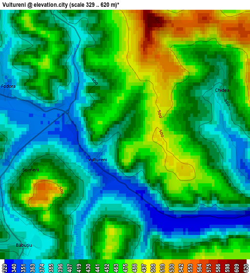 Vultureni elevation map