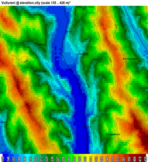 Vultureni elevation map