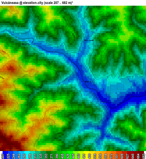 Vulcăneasa elevation map