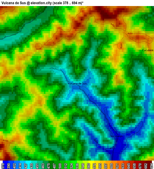 Vulcana de Sus elevation map