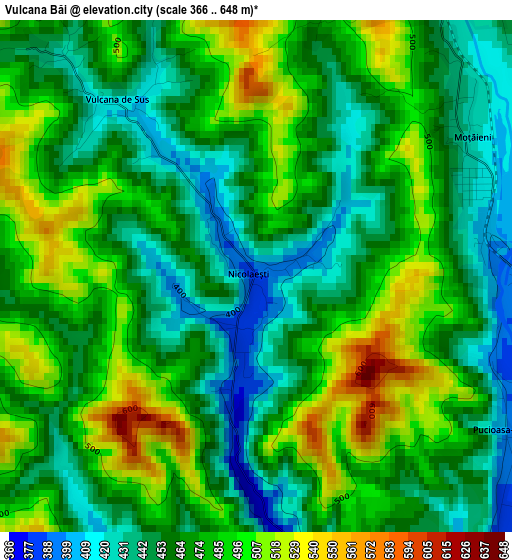 Vulcana Băi elevation map