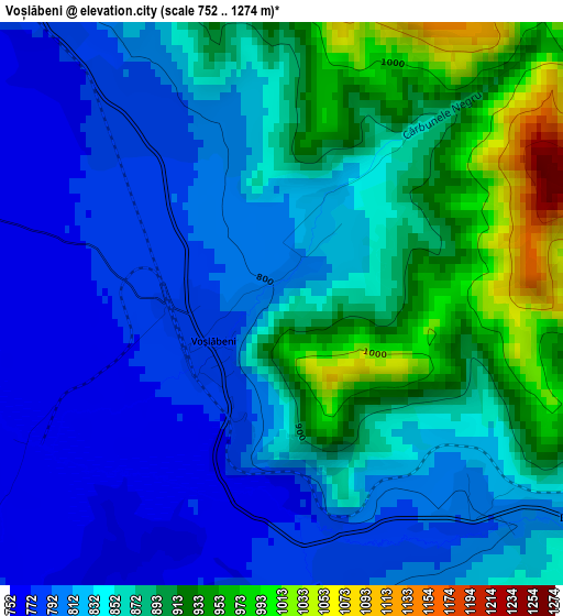 Voșlăbeni elevation map