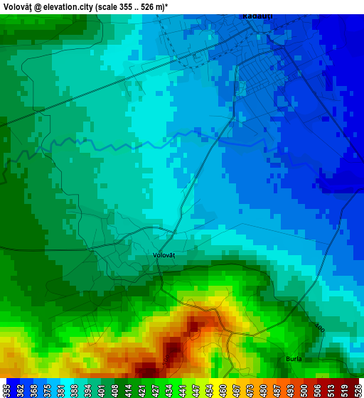 Volovăţ elevation map