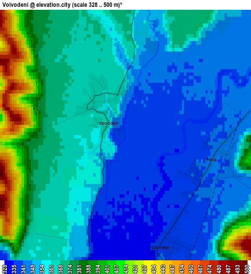 Voivodeni elevation map