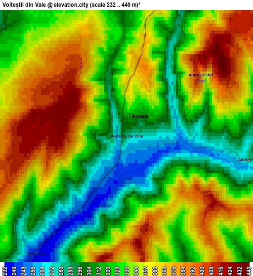 Voiteștii din Vale elevation map