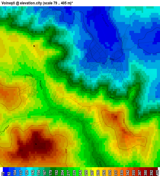 Voineşti elevation map