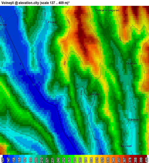 Voineşti elevation map