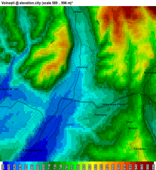 Voinești elevation map