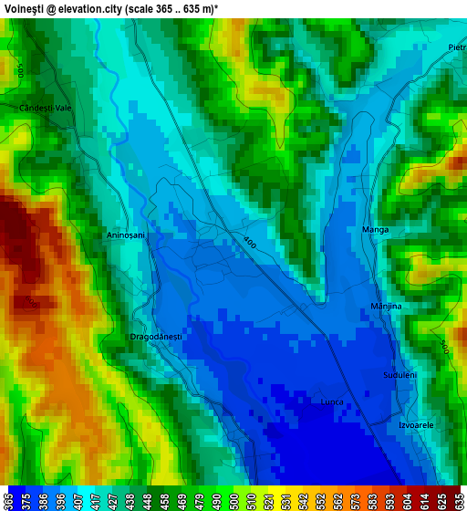 Voineşti elevation map