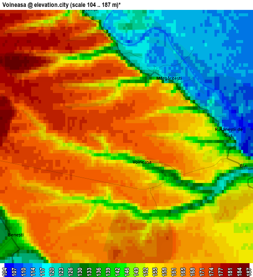 Voineasa elevation map