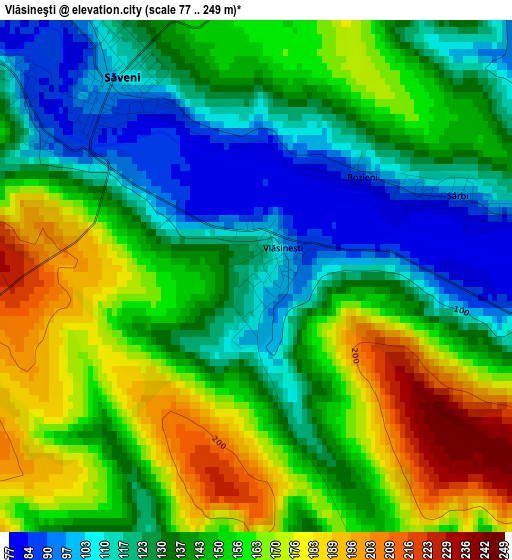 Vlăsineşti elevation map