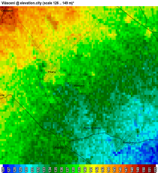 Vlăsceni elevation map