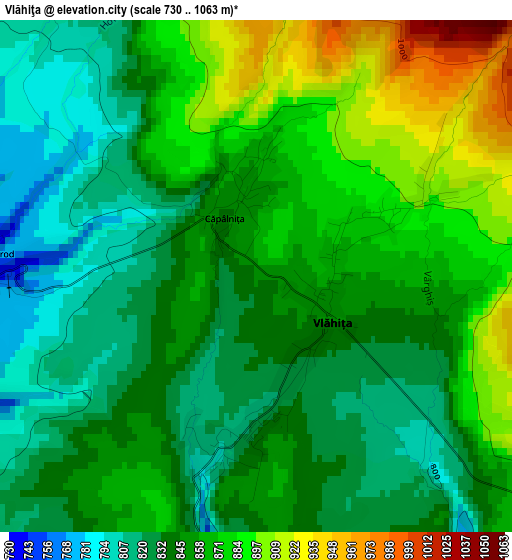 Vlăhiţa elevation map