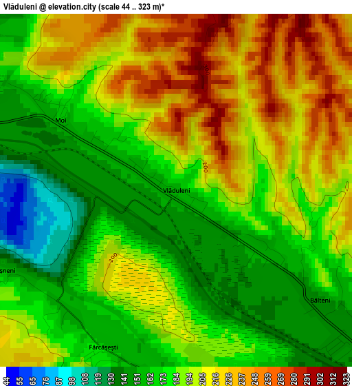 Vlăduleni elevation map