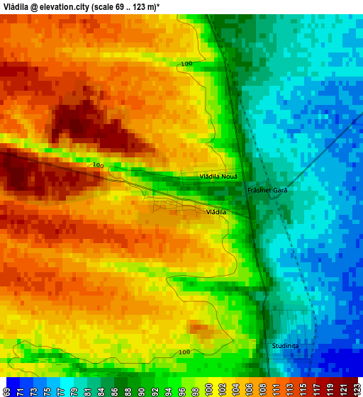 Vlădila elevation map